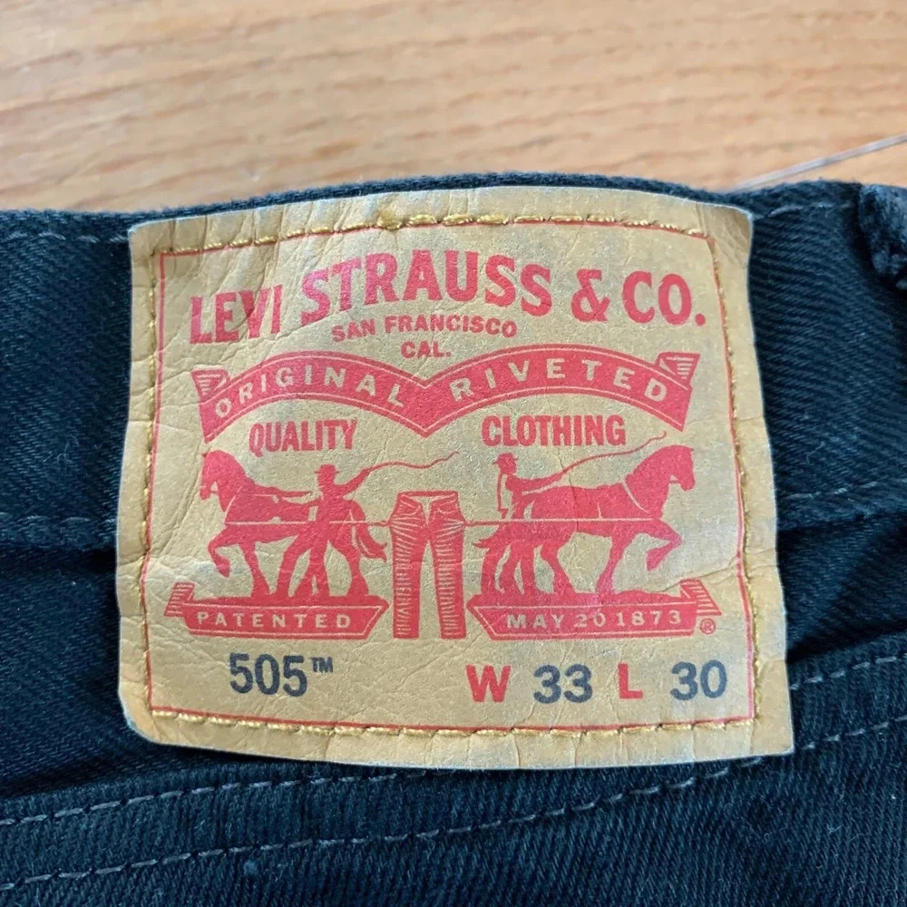 Levis 505‎ Jeans Mens 33x30 Black Denim Regular Straight Leg